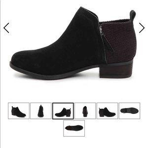 TOMS Deia Suede & Wool Black Zip Booties Size 8.5